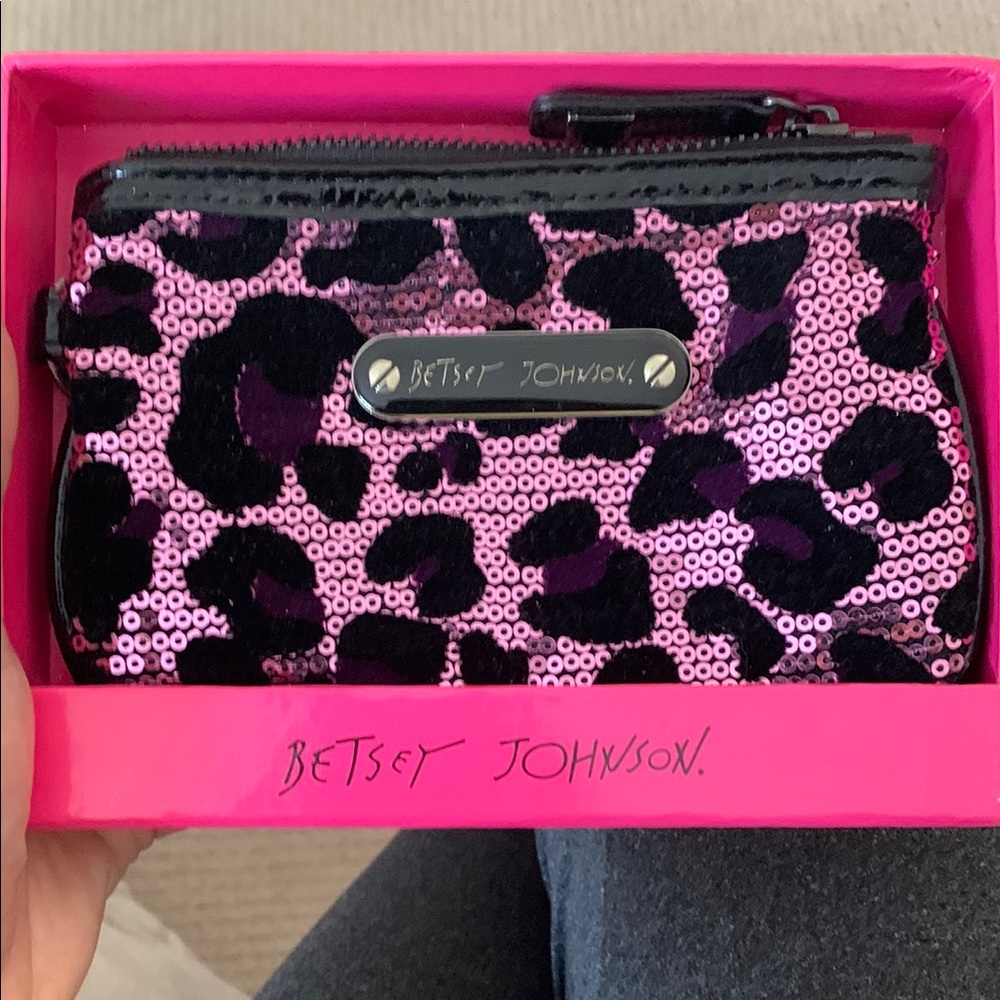 Betsey Johnson Pink Leopard Print Clutch